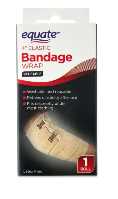 Equate Reusable Elastic Bandage Wrap, Tan, 4"